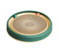Griffoir rond en carton pour chat, avec 2 balles de jouet, base antidérapante, fournitures interactives pour animaux domestiques, idéal pour le jeu actif, le dressage des chatons, le repos