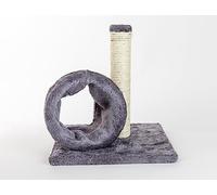 Griffoir Tour sisal et Tunnel recouvert Peluche, 28x28x31 cm, Gris