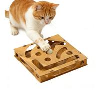 Griffoir universel pour chat avec clochette et balle, un griffoir en bois éducatif et anti-stress adapté au développement intellectuel des chatons d'intérieur, protégeant les meubles, prévenant l'ennu