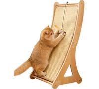 Griffoir vertical pour chat - Jouet interactif en carton avec jeu de souris suspendu - Avec support d'angle droit - Exercice au sol d'intérieur - Beige