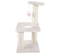 Griffoir Vertical pour Chatons à Trois Niveaux avec Pendentif | Structure Stable, Base Plate, Usage Intérieur, Panneau Dense, Tube Papier, Beige