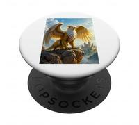 Griffon médiéval, Corps de Lion, tête d'aigle, bête gardienne PopSockets PopGrip Adhésif