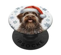 Griffon pointant à Poil Dur pour Amoureux des Chiens de Noël PopSockets PopGrip Adhésif
