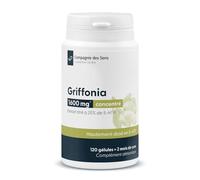 Griffonia 5-HTP 100 mg par Jour - Titré à 25% - Équivalent 1600 mg de Graines - Humeur, Sommeil et Appétit - 120 Gélules Végétales Cure 2 Mois - Fabriqué en France - Compagnie des Sens Laboratoire
