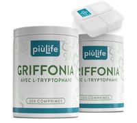 Griffonia Simplicifolia 400 mg, Tryptophane 80 mg PiùLife - 400 Comprimés | 1 par jour, Précurseurs de la serotonine et melatonine, Source naturelle de 5-HTP, Sans Gluten, Sans Lactose