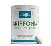 Griffonia Simplicifolia Tryptophane PiùLife, 400 mg par comprimé avec 50 mg L tryptophane - Précurseur de Serotonine Melatonine - Dormir Mieux, Bonne Humeur, Anxiete Stress - Source naturelle de 5-HTP