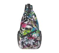 Griffonnage Femme Homme Sacs D'Epaule Portable Sac De Poitrine Petit Sacs À Dos Porté Travers pour Voyage Cyclisme Randonnée