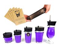 Griffor Cupote Lot de 5 Protections anti-drogue réutilisable en silicone extensible | Capote de verre | Paille integrée | Capuchon anti-drogue anti-renversement