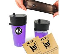 Griffor Lot de 2 Protections anti-drogue réutilisable en silicone extensible | Capote de verre | Paille integrée | Capuchon anti-drogue anti-renversement | Cupote
