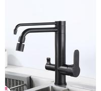 Grifo de Cocina Robinet de cuisine à 3 voies pivotant à 360 ° Double mode Noir Robinet à osmose inverse Mélangeur d'eau chaude et froide Élégant et fonctionnel
