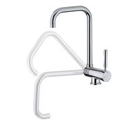 GRIFO MTP 984 CROMO Monomando semi cuadrado con maneta abatible 90º, caño alto giratorio de fácil limpieza y abatible para facilitar apertura de ventana, sistema Easy-Quick, aireador anticalcáreo