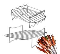 GRIGLIO COUCK COUCK COUCK - Plateau De Barbecue En Acier Inoxydable, Support De Cuisson Antiadhésif | Grille Multifonctionnelle Double Couche Résistant à la Chaleur Pour Fumeur D