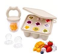 Grignoteuse Bébé 4M+ Silicone Sans BPA, Mangeoire à Fruits pour Bébé Cream | Silicone Alimentaire LFGB, Sans BPA/PVC/Phtalates, Plateau de Congélation, pour Dentition et Purées, Lavable Lave-Vaisselle