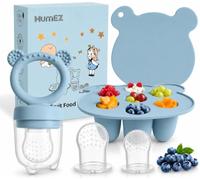 Grignoteuse Bébé-Tetine Grignoteuse Bebe, Set De Mangeoire Pratique Pour Bébé, Plateaux De Congélation Pour Aliments Bébé Inclus,Tetine Fruits Bebe Sans Bpa, Tetines Pour Enfants De 3 à 24 Mois (Bleu)
