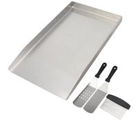 GriHero 26 x 44,5 cm - Plaque de cuisson universelle en acier inoxydable - Accessoire pour barbecue Weber, charbon de bois et la plupart des barbecues (26 x 44,5 cm)