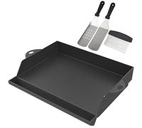 GriHero Plaque de grill universelle avec grattoir et spatule, en fonte émaillée anti-adhésive pour tous les barbecues à gaz et accessoires de cuisinière à gaz, 45,3 x 36,5 cm