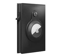 GRIIID AirTag Portefeuille pour Homme - Cuir véritable Smart Air Tag Wallet RFID Blocking Tech - Étui Minimaliste Mince pour Cartes de crédit avec étui Airtag (Pas d'Airtag Inclus), Noir, Minimaliste