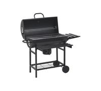 vidaXL Gril à baril avec roues et étagères Noir Acier 115x85x95 cm Noir G