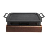 Gril à Charbon de Bois, Gril Portable Léger sans Fumée, Barbecue de Table, Poêle à Alcool, Gril D'intérieur avec Plateau de Cuisson Amovible de 10,6 X 7,9 Pouces, Base en Bois