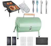 Gril à charbon portable, mini gril à charbon de table pliable, petit barbecue en fer robuste en plein air pour camping, fête, barbecue, cuisine green