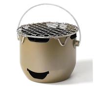 Gril à charbon portable, petit mini gril avec poignée pour la cuisine en plein air, poêle à charbon de table en acier inoxydable pour le camping, pique-nique, utilisation pour 1 2 personnes, petit