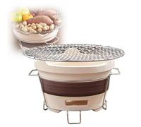 Gril à charbon portable - Petit réchaud de camping avec ventilation, grille en fer et filet de gril pour fêtes à la maison et barbecues