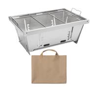 Gril à charbon portable, petite grille extérieure - Grille de barbecue pliable coupe-vent Grille en acier inoxydable - Kit d'outils de barbecue compact Grille pliante