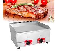 Gril à gaz commercial en acier inoxydable robuste avec plaque supérieure plate antiadhésive, idéal pour la cuisson à grand volume dans les restaurants et la préparation de hamburgers