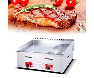 Gril à gaz commercial en acier inoxydable robuste pour restaurant extérieur grand brûleur antiadhésif plaque chauffante plate pour cuisson à volume moyen à élevé