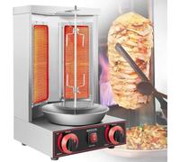 Gril à gaz vertical shawarma, grill à döner kebab en acier inoxydable, avec 2 brûleurs, usage domestique et commercial