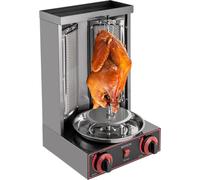 Gril à kebab électrique en acier inoxydable Gril de table vertical Gril à kebab avec piques extérieures rotatives Bouton de réglage de la température pour BBQ à domicile