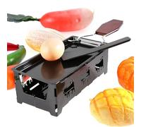 Gril à raclette - Antiadhésif - Poêle à fromage professionnelle avec spatule - Plaque de cuisson avec poignée en bois pliable pour fromage, viande, poisson, légumes