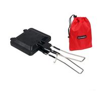 Gril à sandwich portable pliable pour le camping, anti-adhésif, multifonction pour crêpes et œufs, 33 x 14 x 3,5 cm, noir