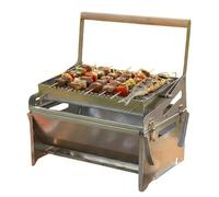 Gril Au Charbon Rotatif - Outil De Grillade De Camping Rotatif En Acier Inoxydable - Gril À Rôtir Portable,Pour Camping, Pique-Nique, Barbecue De Jardin, Cour, Terrasse, Plage Et Soirées Familiales
