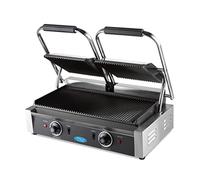 Grill contact double professionnel - rainuré en haut et en bas