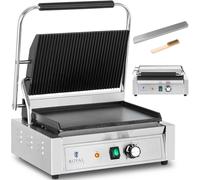 Gril de contact électrique, plaque lisse et rainurée, 33 x 22 cm, 2200 W