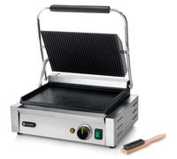 Hendi Gril de contact PANINI 263662 – dessus rainuré, dessous lisse, 2200 W