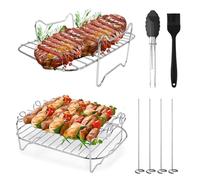 Gril de friteuse en 2 parties pour grille de friteuse à air Dual Zone Air Fryer AF300EU/AF400EU avec 4 baguettes + 1 brosse à graisse et 1 pince alimentaire. Accessoires Dual Zone Air Fryer en acier