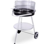 Gril de jardin en acier 75x47cm avec grille et roues