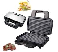 Gril électrique 1000 W - Chauffage double face, plaques antiadhésives, indicateur LED pour sandwichs, poulet, steak, panini et barbecue