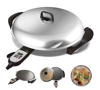 Gril électrique Antiadhésif 40cm/46mm/52mm Pour Injera éthiopien, Crêpières 1700w & Chapati & Poêle Et Machine à Pancakes Avec Contrôle De Chaleur Numérique Réglable, Facile à Nettoyer 40mm