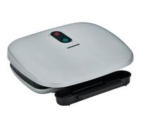 Gril électrique Heinner AriaGrill HEG-F1000SL, 1000W ; plaques fixes moulées 27 X 23 cm, revêtement antiadhésif, poignée froide, témoin lumineux, bac de récupération d'huile, Argent
