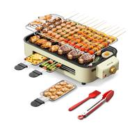 Gril électrique sans Fumée, 1800 W, Plaque De Cuisson Antiadhésive, Surface De Cuisson Familiale De 50 X 23 Cm, Poêle Multifonctionnelle avec Température Réglable White Small