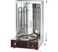 Gril électrique vertical, puissance 3000W, 2 tubes chauffants, rotation automatique à 360°, argenté
