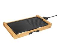 Gril et plancha de table SENCOR SBG 206BK 1800 W 2-en-1 bambou noir, surface 43 x 23 cm, thermostat réglable, plaque antiadhésive