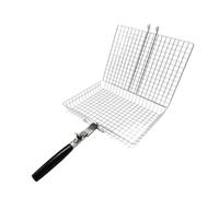 Gril Panier de Gril en Acier Inoxydable Grand Panier Pliable Portable Camping Extérieur