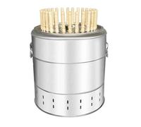 Gril sans fumée de grande capacité avec brochettes en acier inoxydable, baril de braisage à charbon portable à 360°, idéal pour la cuisine en plein air et les réunions de famille