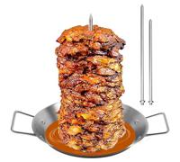 Gril vertical en acier inoxydable pour brochettes de viande - Grille de barbecue avec 3 pointes et poignée - Idéal pour poulet entier, poisson, saucisse, steak - Parfait pour la cuisine en plein air