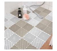 Grilé Plastique Antidérapant Tapis Drainage D'épissure Pliable Interlocking Non Slip Floor Tiles Cuisine et Salon(Khaki-white,55pieces)