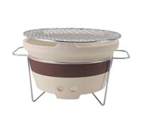 Grill à Charbon de Bois, Barbecue Hibachi Portable D'intérieur et D'extérieur avec Grillage Métallique, Poêle à Charbon de Bois en Argile de Poterie, Barbecue de Style Japonais